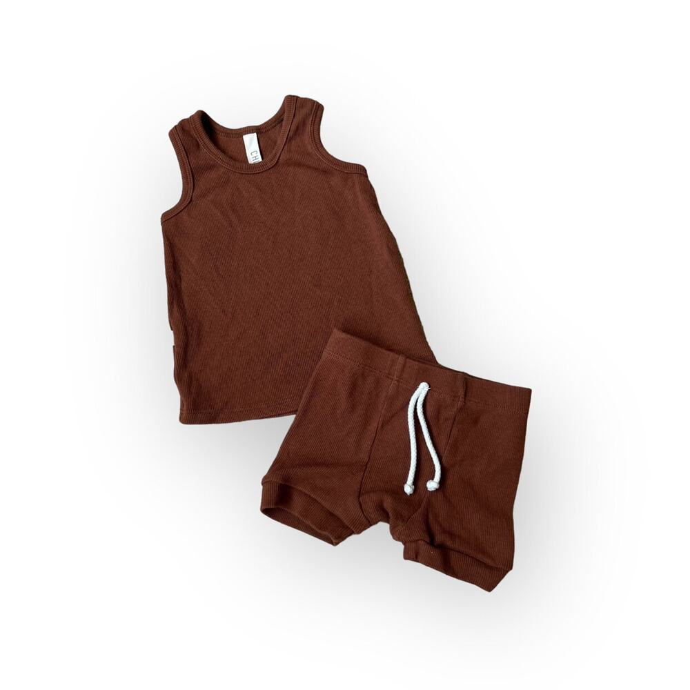 Childhoods Cognac Ribbed Knit Tank Lounge Set